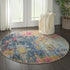 2' X 6' Blue And Yellow Abstract Power Loom Non Skid Area Rug